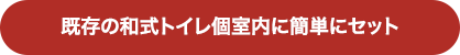 既存の和式トイレ個室内に簡単にセット