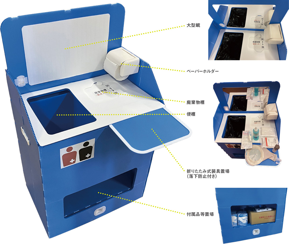 プラスチック段ボール製オストメイトトイレ